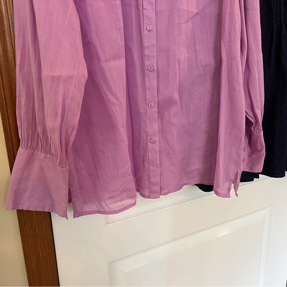 Ladies Large Set of 2 Like NEW Blouses: Loft Lavender + GAP Navy Dot - Picture 5 of 14